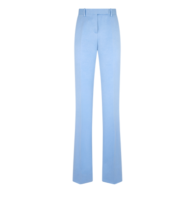 WASHED COTTON SILK BLEND DUCHESSE TAILORED STRAIGHT PANTS image number 0