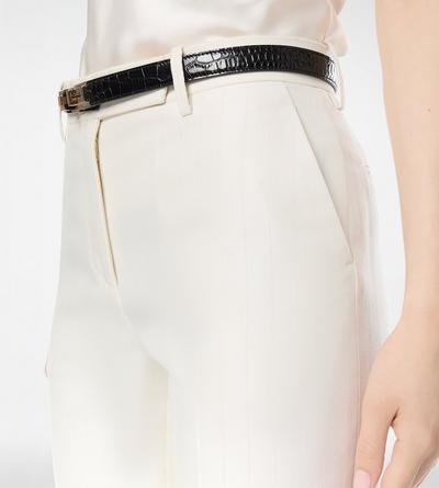 SHADOW STRIPE WOOL SILK TAILORED STRAIGHT PANTS image number 1