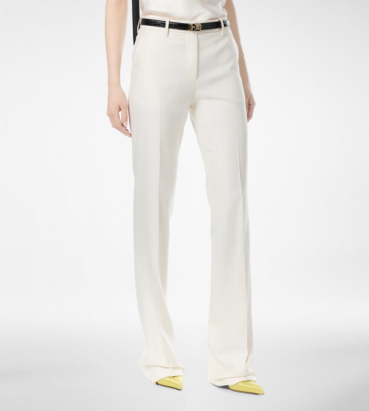 SHADOW STRIPE WOOL SILK TAILORED STRAIGHT PANTS image number 3