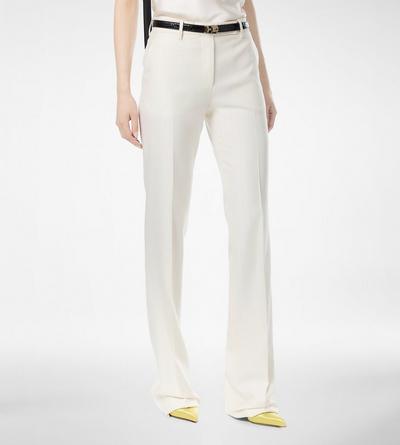 SHADOW STRIPE WOOL SILK TAILORED STRAIGHT PANTS image number 3