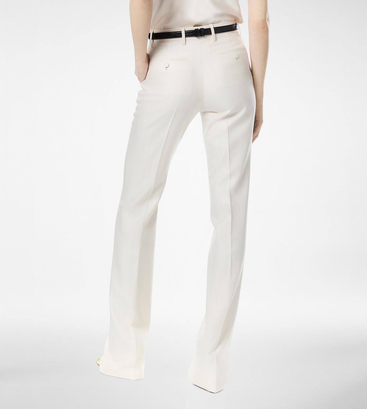 SHADOW STRIPE WOOL SILK TAILORED STRAIGHT PANTS image number 4