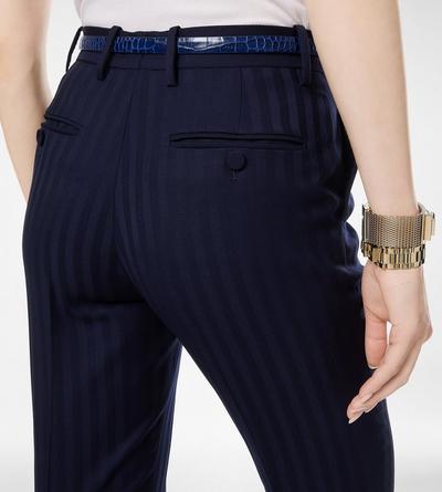 TONAL STRIPE VIRGIN WOOL TAILORED STRAIGHT PANTS image number 1