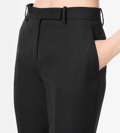 TOM FORD WOOL SILK BLEND BLACK FIGURBETONTE GERADE HOSE AUS WOLL-SEIDEN-MISCHUNG