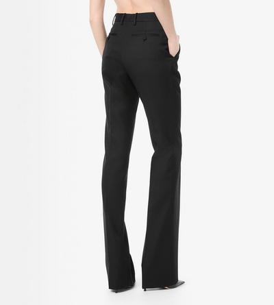 TOM FORD WOOL SILK BLEND BLACK FIGURBETONTE GERADE HOSE AUS WOLL-SEIDEN-MISCHUNG
