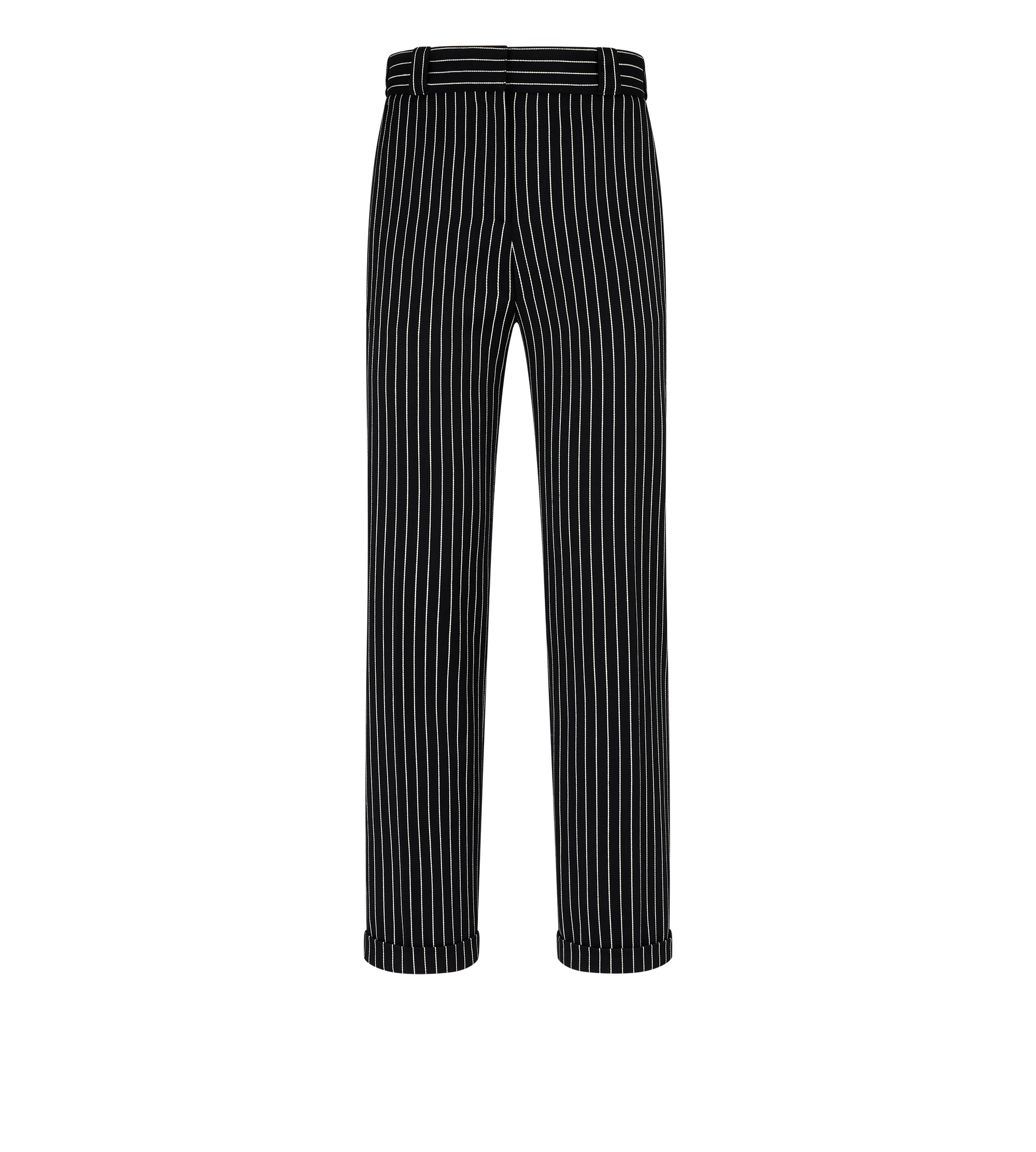 STRIPED WOOL COTTON BARATHEA CHINO PANTS