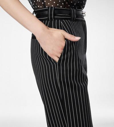 STRIPED WOOL COTTON BARATHEA CHINO PANTS image number 1