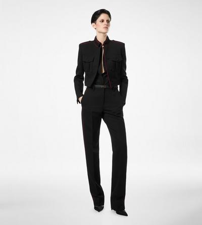 SHARP WOOL GABARDINE OFFICER PANTS WITH PIPING image number 2