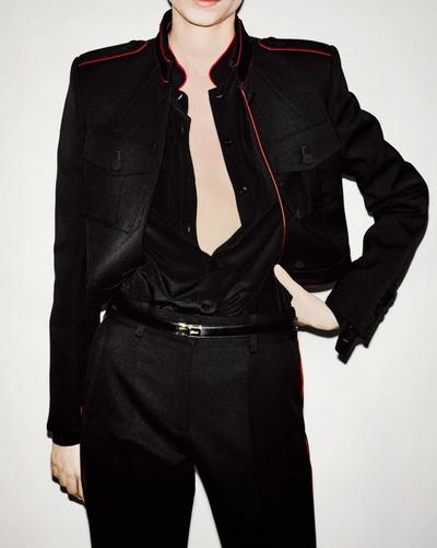 SHARP WOOL GABARDINE OFFICER PANTS WITH PIPING image number 5