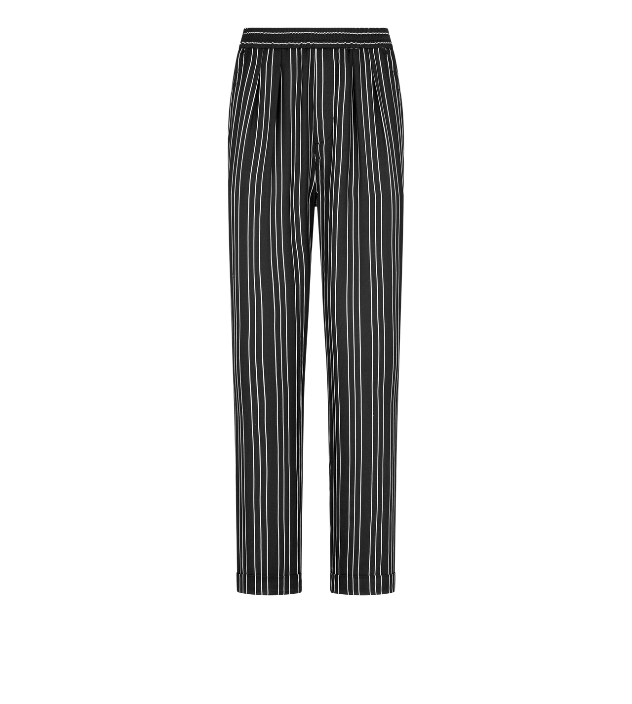 STRIPED SILK PJ PANTS WITH PIPING image number 0