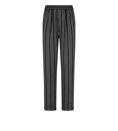 STRIPED SILK PJ PANTS WITH PIPING image number 0
