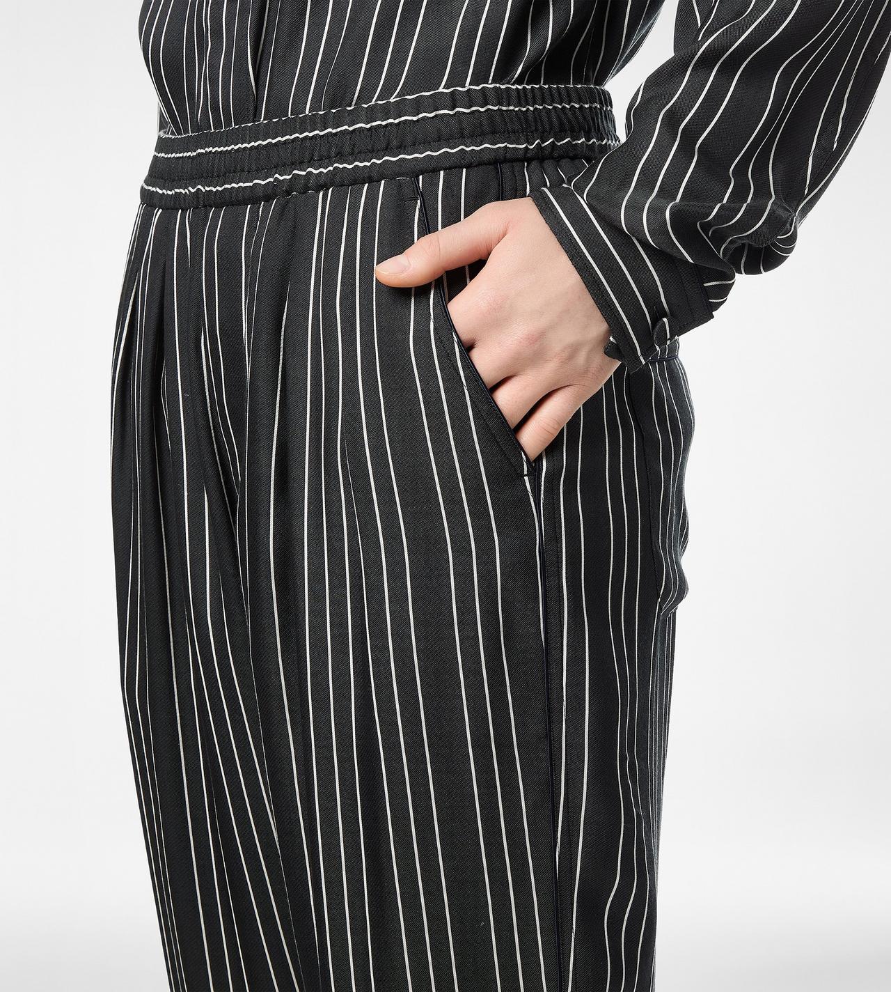 STRIPED SILK PJ PANTS WITH PIPING image number 1