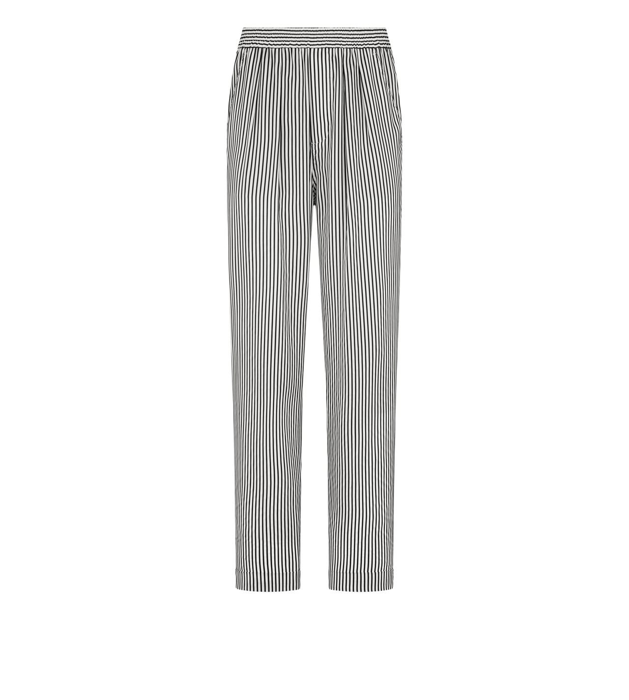 STRIPED SILK PJ PANTS WITH PIPING image number 0