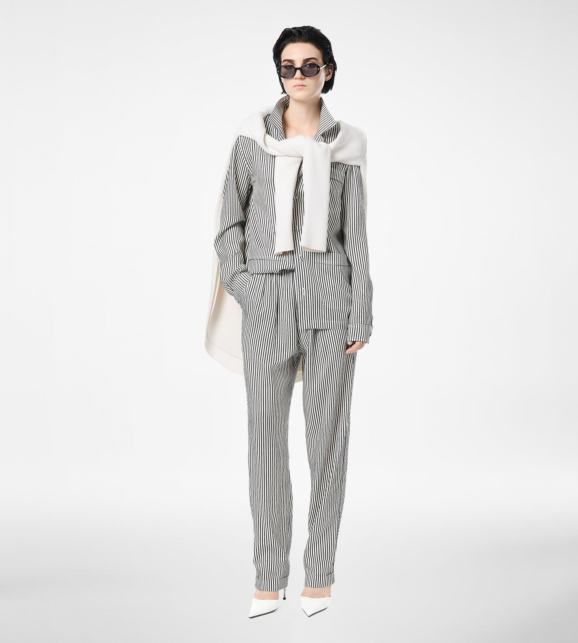 STRIPED SILK PJ PANTS WITH PIPING