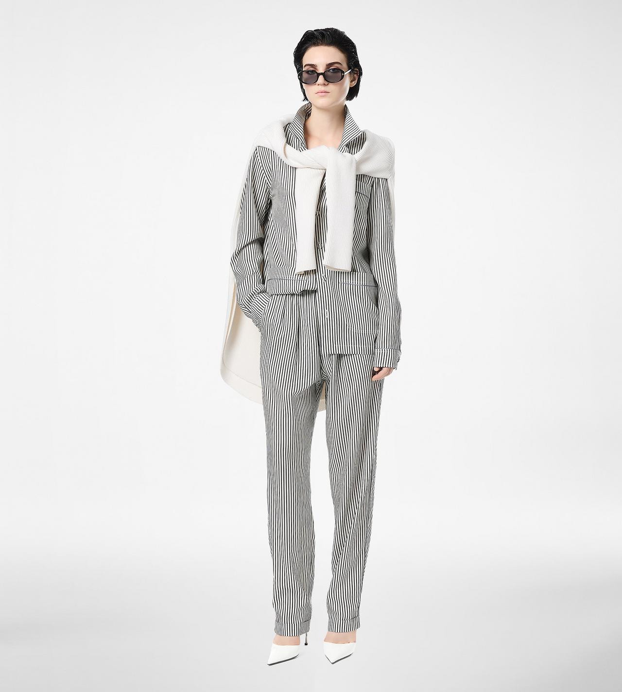 STRIPED SILK PJ PANTS WITH PIPING image number 2