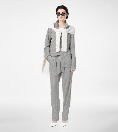 STRIPED SILK PJ PANTS WITH PIPING image number 2