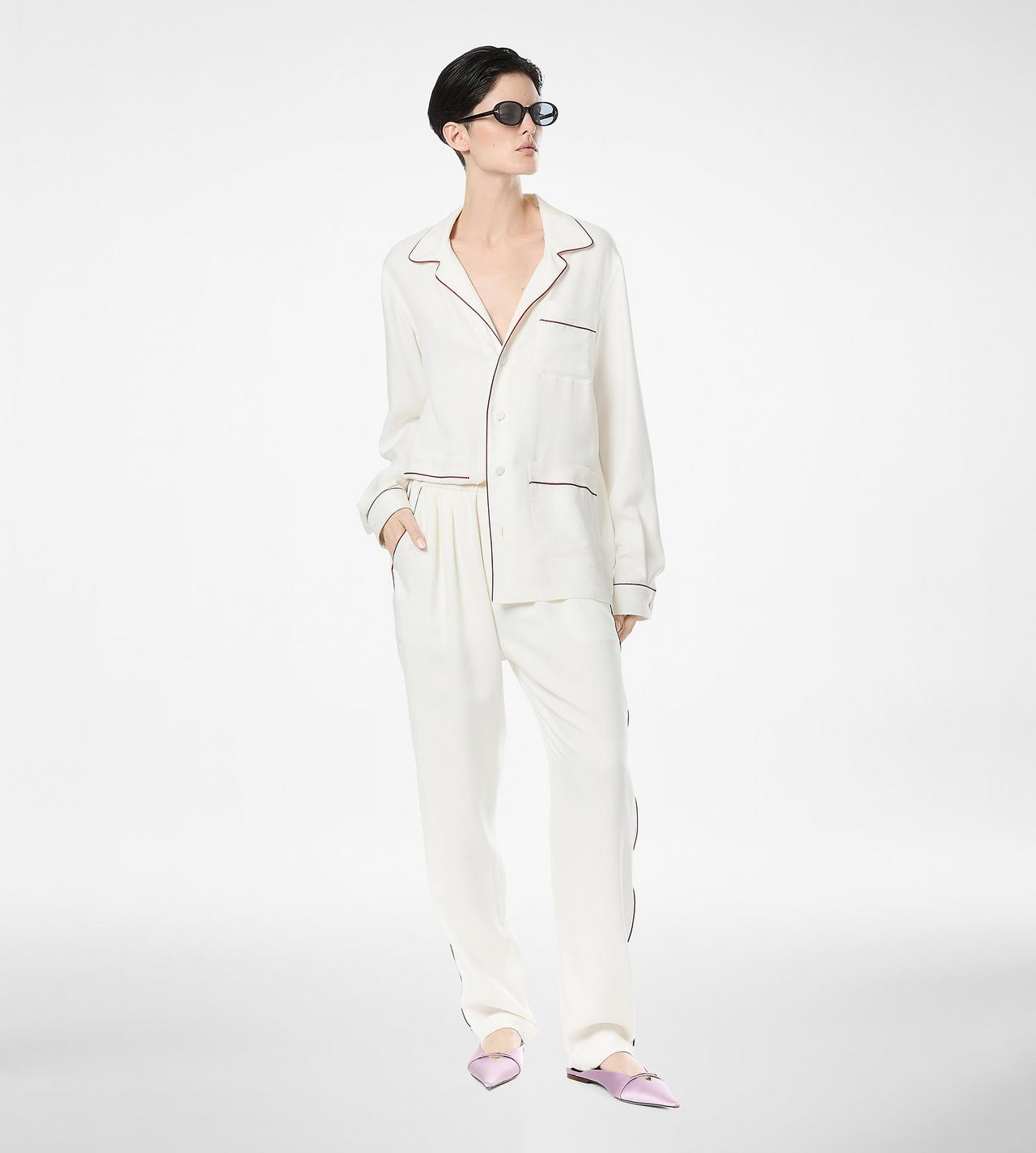 SILK TWILL PJ PANTS WITH PIPING image number 2