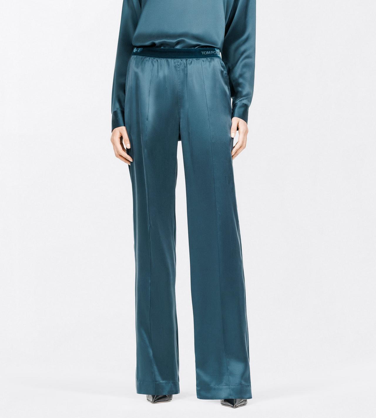 TOM FORD SILK TEAL PEACH-FEEL SILK SATIN PJ PANTS