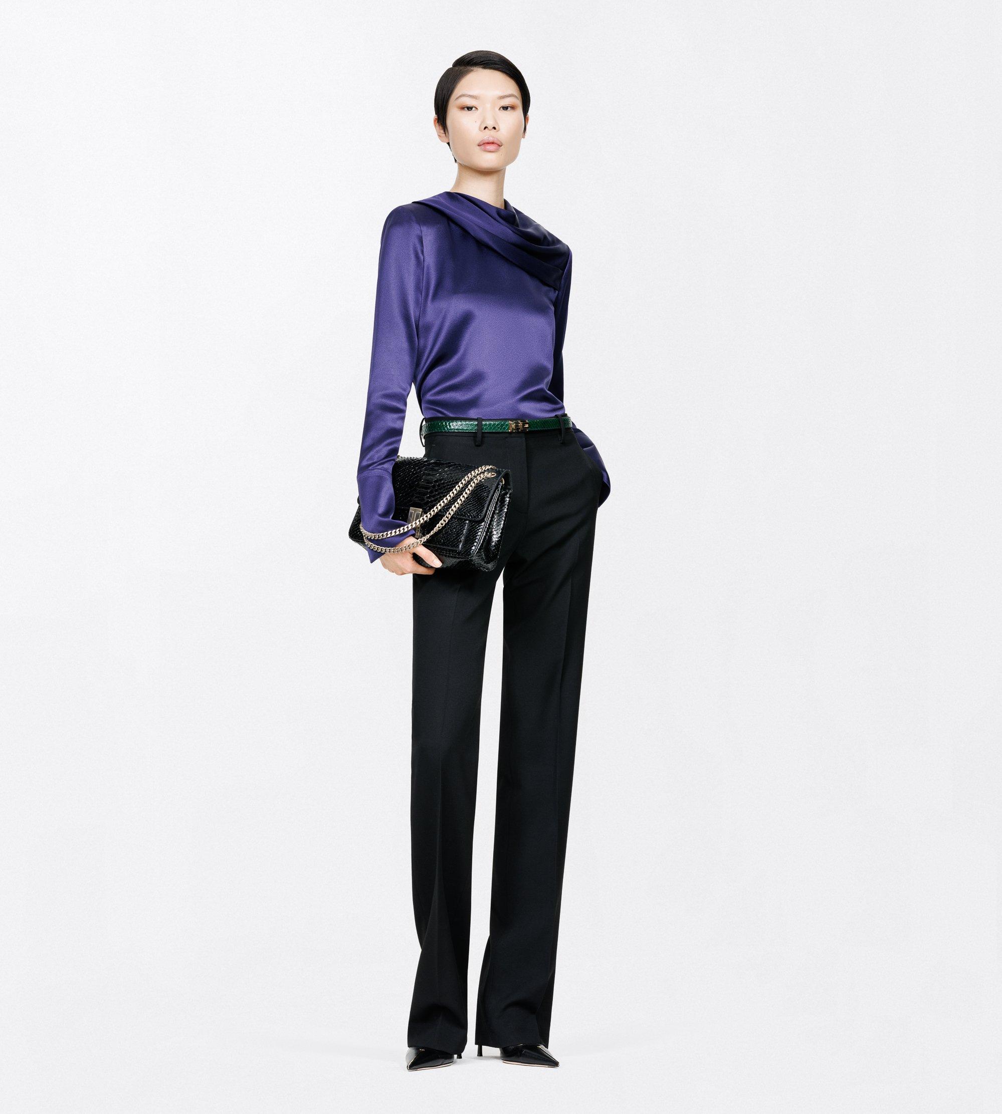 SHARP GRAIN DE POUDRE TAILORED STRAIGHT BOYFRIEND PANTS