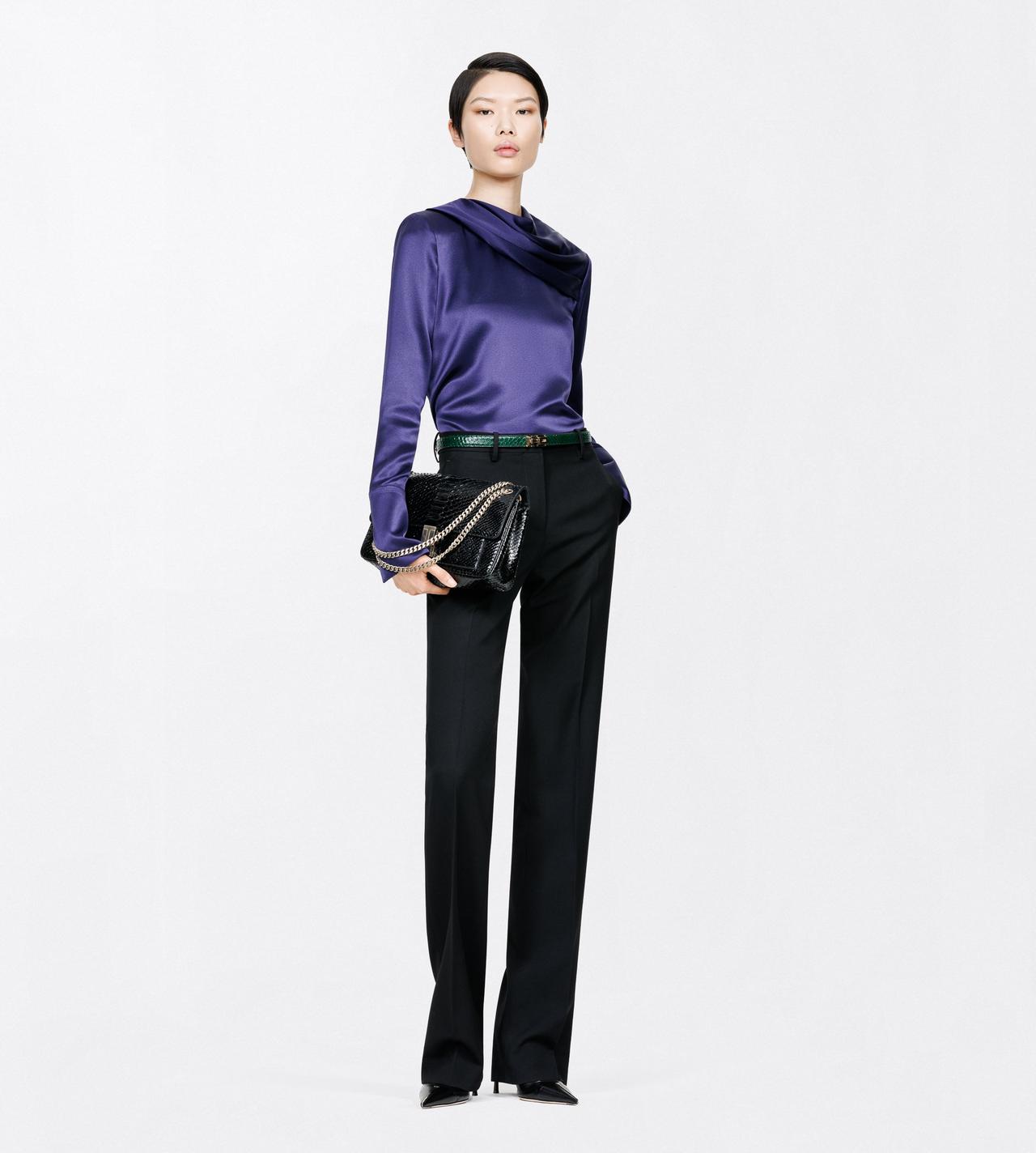 TOM FORD WOOL BLACK SHARP GRAIN DE POUDRE TAILORED STRAIGHT BOYFRIEND PANTS