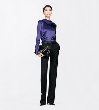 TOM FORD WOOL BLACK SHARP GRAIN DE POUDRE TAILORED STRAIGHT BOYFRIEND PANTS