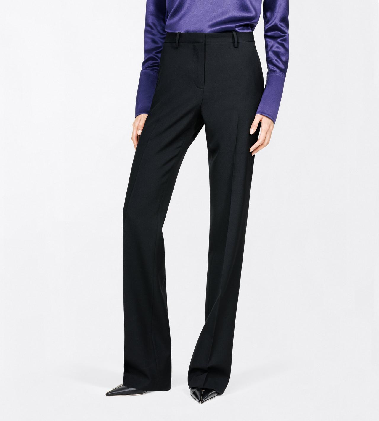 TOM FORD WOOL BLACK SHARP GRAIN DE POUDRE TAILORED STRAIGHT BOYFRIEND PANTS