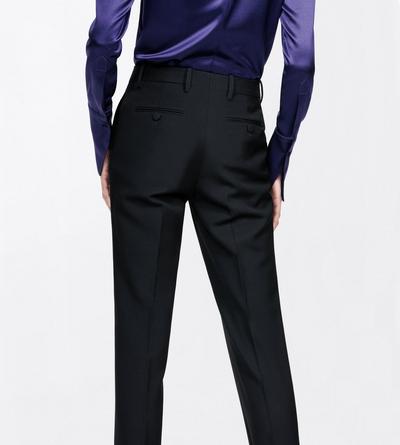 TOM FORD WOOL BLACK SHARP GRAIN DE POUDRE TAILORED STRAIGHT BOYFRIEND PANTS