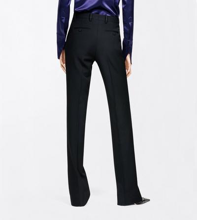 TOM FORD WOOL BLACK SHARP GRAIN DE POUDRE TAILORED STRAIGHT BOYFRIEND PANTS
