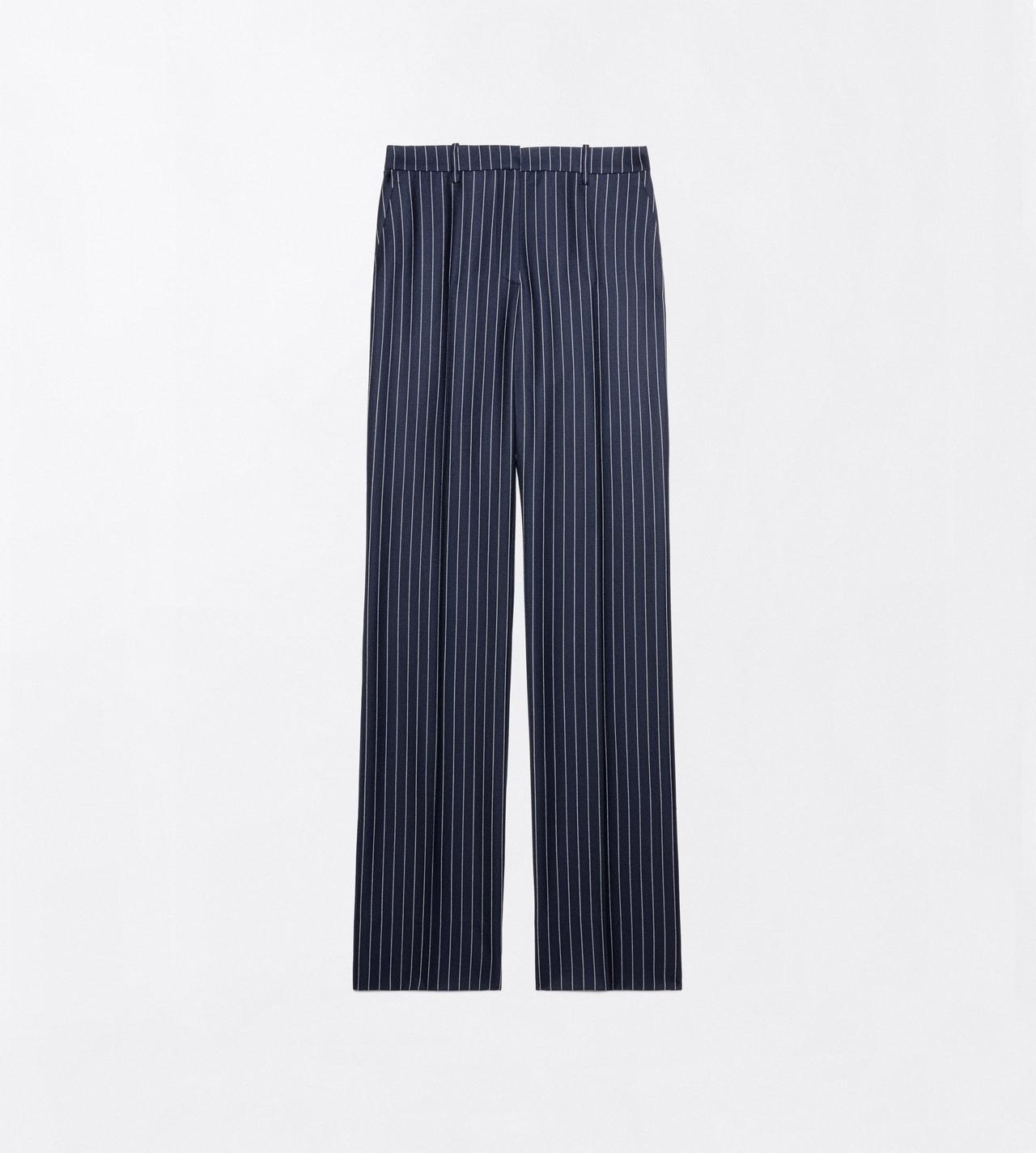 TOM FORD WOOL COMBO BLUE & WHITE CORDED CHALK STRIPE WOOL TAILORED STRAIGHT BOYFRIEND PANTS