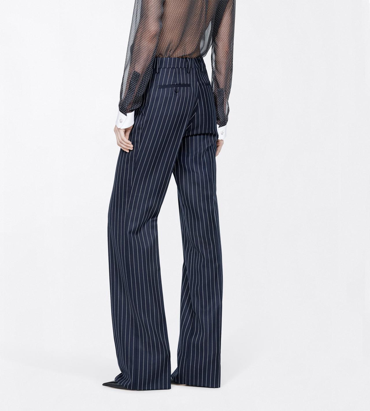 TOM FORD WOOL COMBO BLUE & WHITE CORDED CHALK STRIPE WOOL TAILORED STRAIGHT BOYFRIEND PANTS