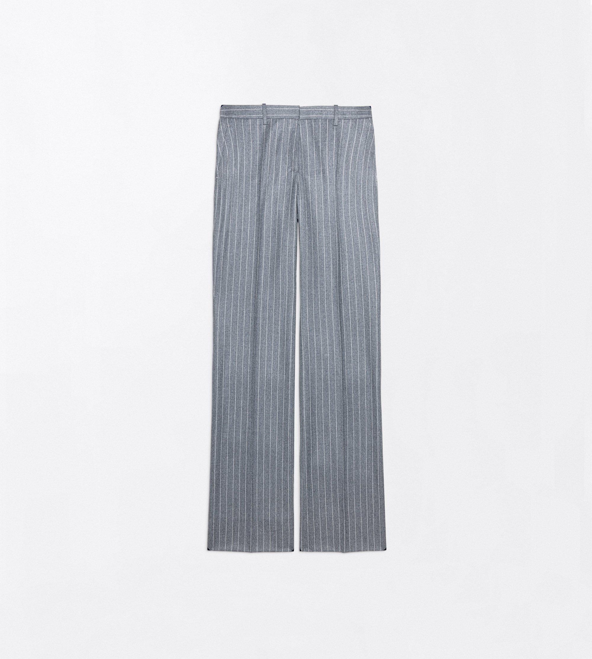 STRIPED FLANNEL TAILORED STRAIGHT BOYFRIEND PANTS