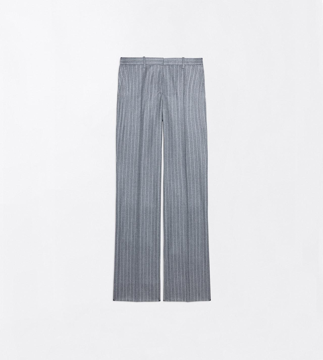 TOM FORD WOOL GREY+WHITE STRIPED FLANNEL TAILORED STRAIGHT BOYFRIEND PANTS