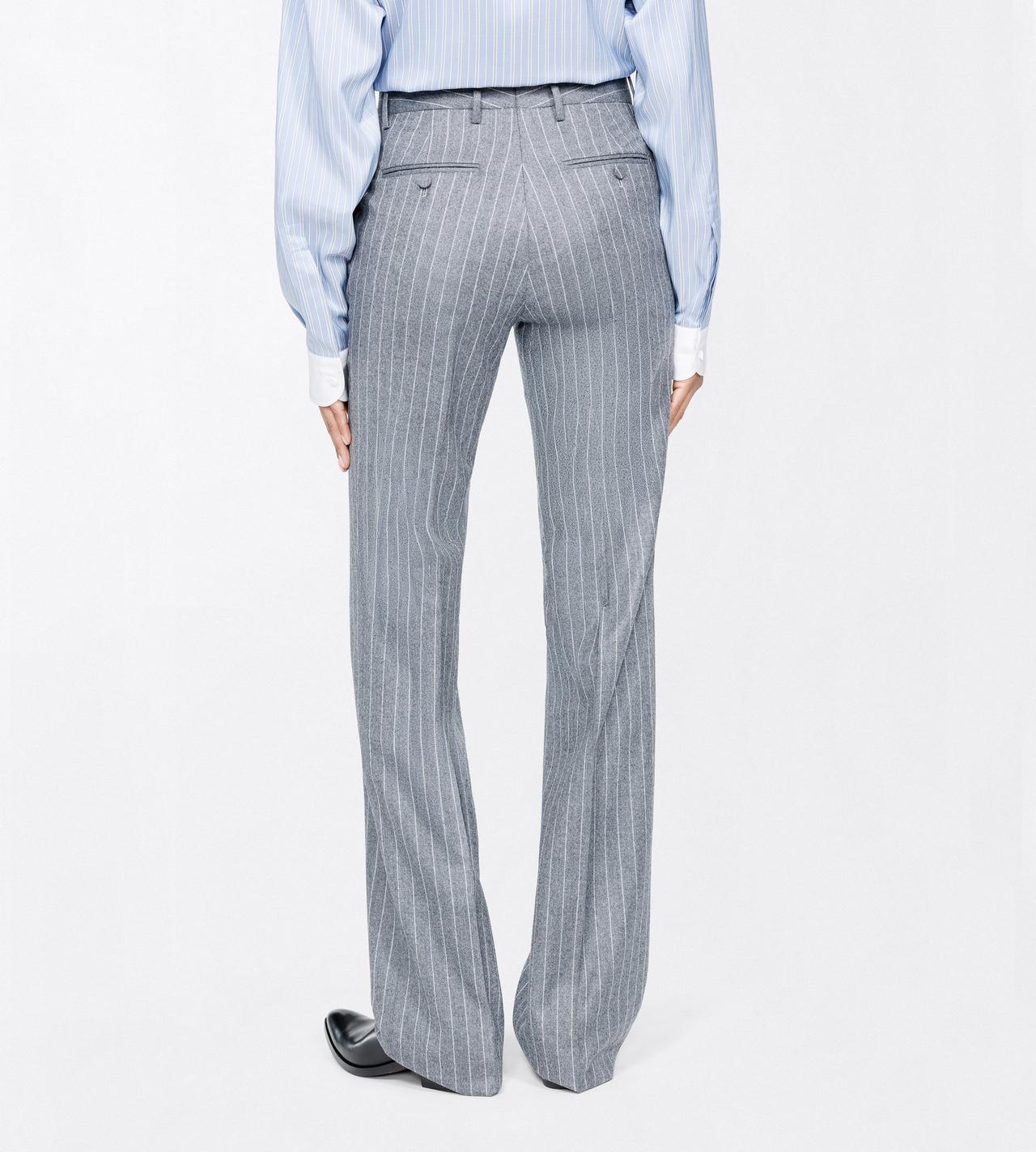 TOM FORD WOOL GREY+WHITE STRIPED FLANNEL TAILORED STRAIGHT BOYFRIEND PANTS