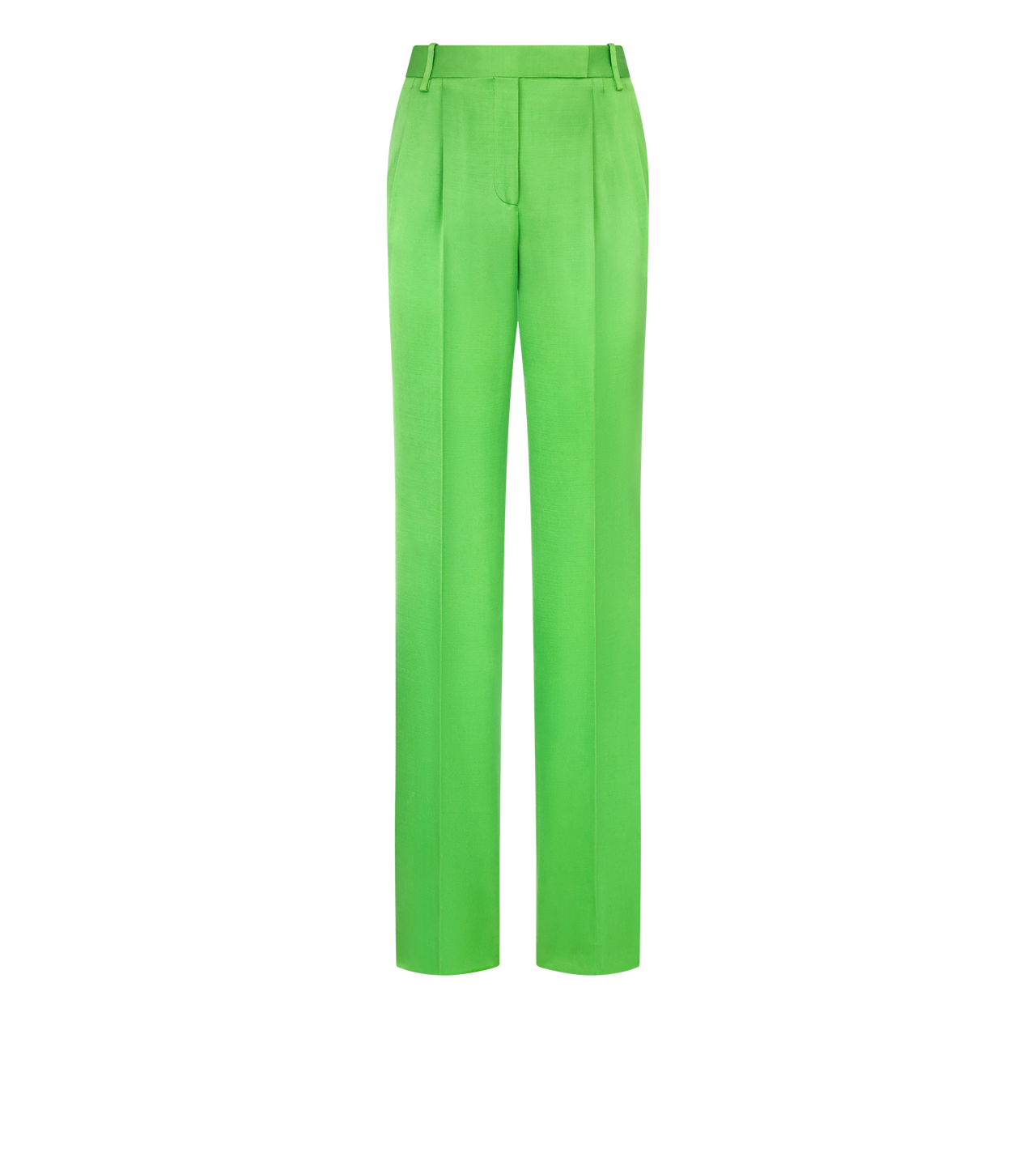 TOM FORD SILK WOOL BLEND SEAGRASS SILK WOOL TAILORED DOUBLE PLEAT STRAIGHT PANTS