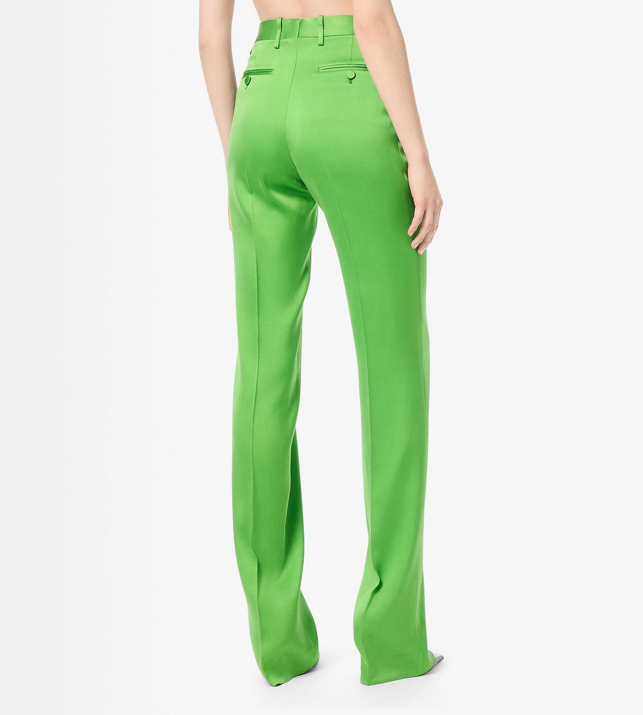 TOM FORD SILK WOOL BLEND SEAGRASS SILK WOOL TAILORED DOUBLE PLEAT STRAIGHT PANTS