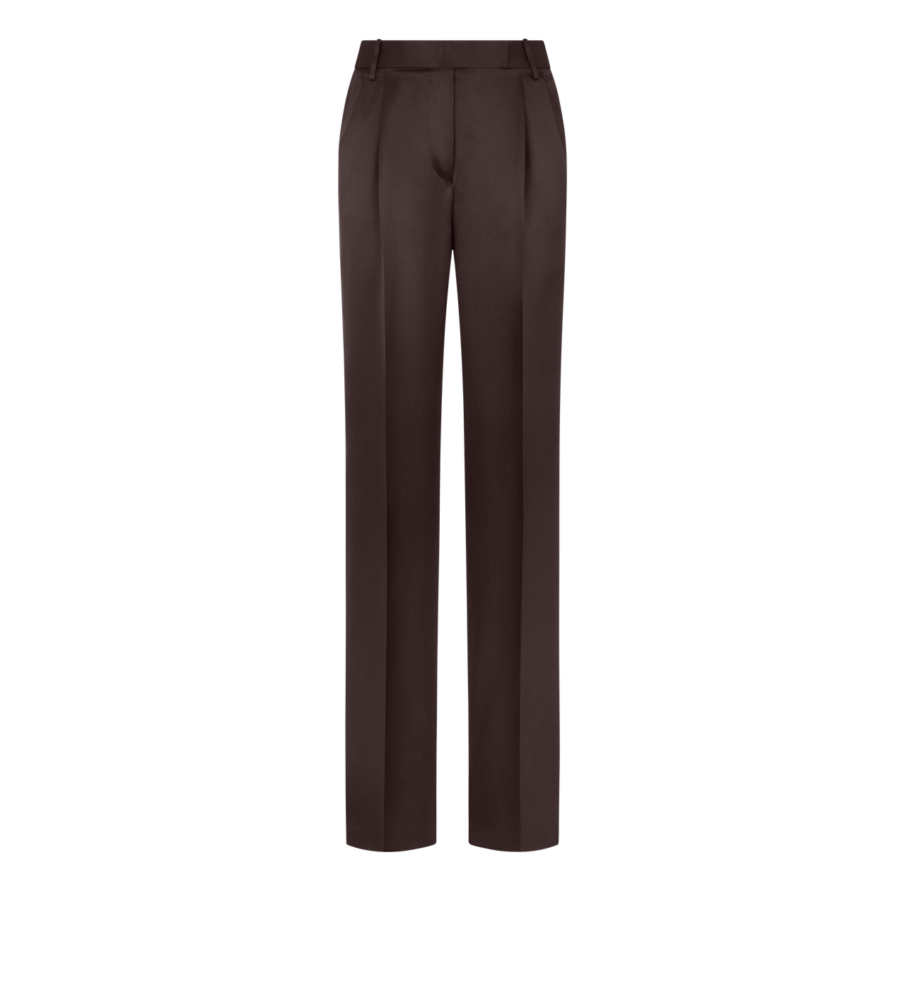 TOM FORD  BROWN TAILORED DOUBLE PLEAT STRAIGHT PANTS PANAMA SILK