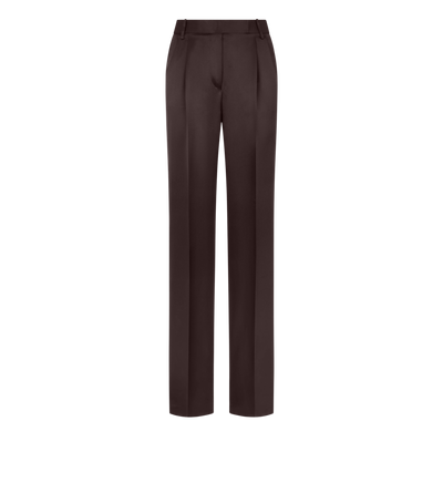 TOM FORD  BROWN TAILORED DOUBLE PLEAT STRAIGHT PANTS PANAMA SILK