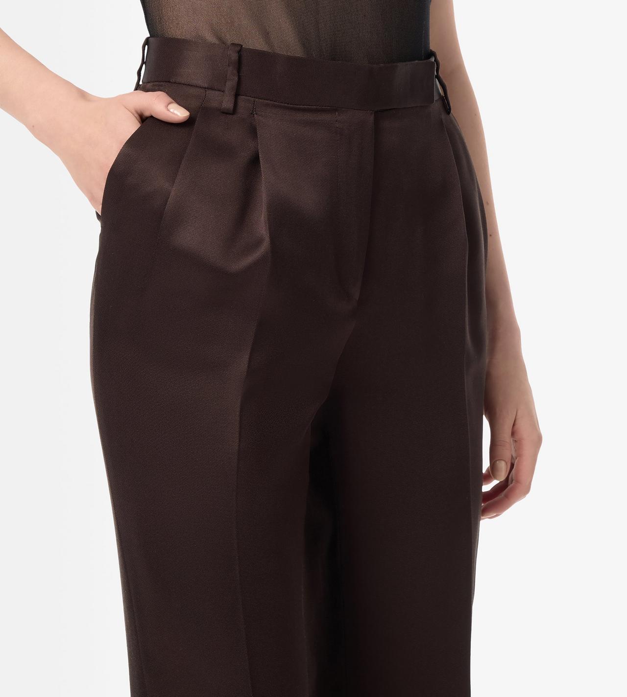 TOM FORD  BROWN TAILORED DOUBLE PLEAT STRAIGHT PANTS PANAMA SILK