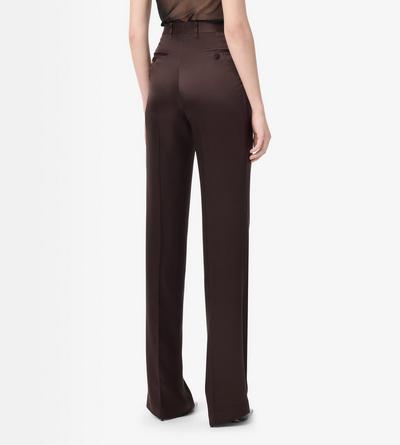 TOM FORD  BROWN TAILORED DOUBLE PLEAT STRAIGHT PANTS PANAMA SILK