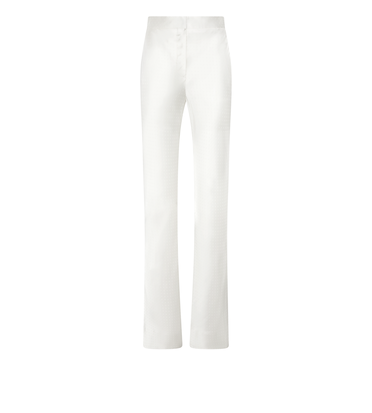 TOM FORD  OFF WHITE PANTALONI DRITTI A TAGLIO DIAGONALE A MICRO POIS