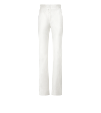 TOM FORD  OFF WHITE PANTALONI DRITTI A TAGLIO DIAGONALE A MICRO POIS
