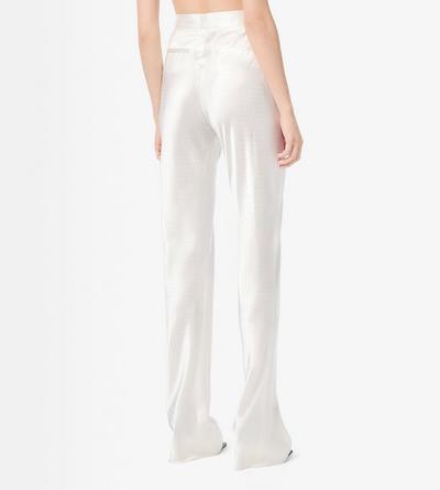 TOM FORD  OFF WHITE PANTALONI DRITTI A TAGLIO DIAGONALE A MICRO POIS