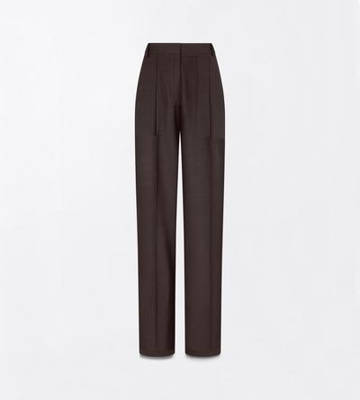 TOM FORD WOOL ESPRESSO LIGHT VIRGIN WOOL TAILORED WIDE LEG PLEATED STRAIGHT PANTS