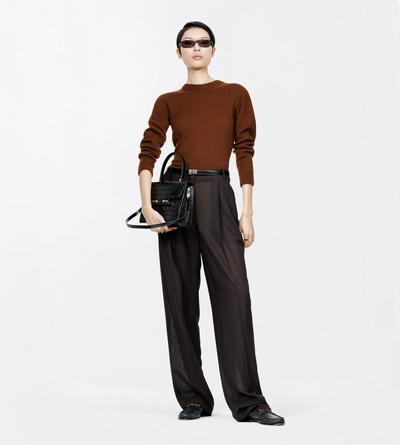 TOM FORD WOOL ESPRESSO LIGHT VIRGIN WOOL TAILORED WIDE LEG PLEATED STRAIGHT PANTS