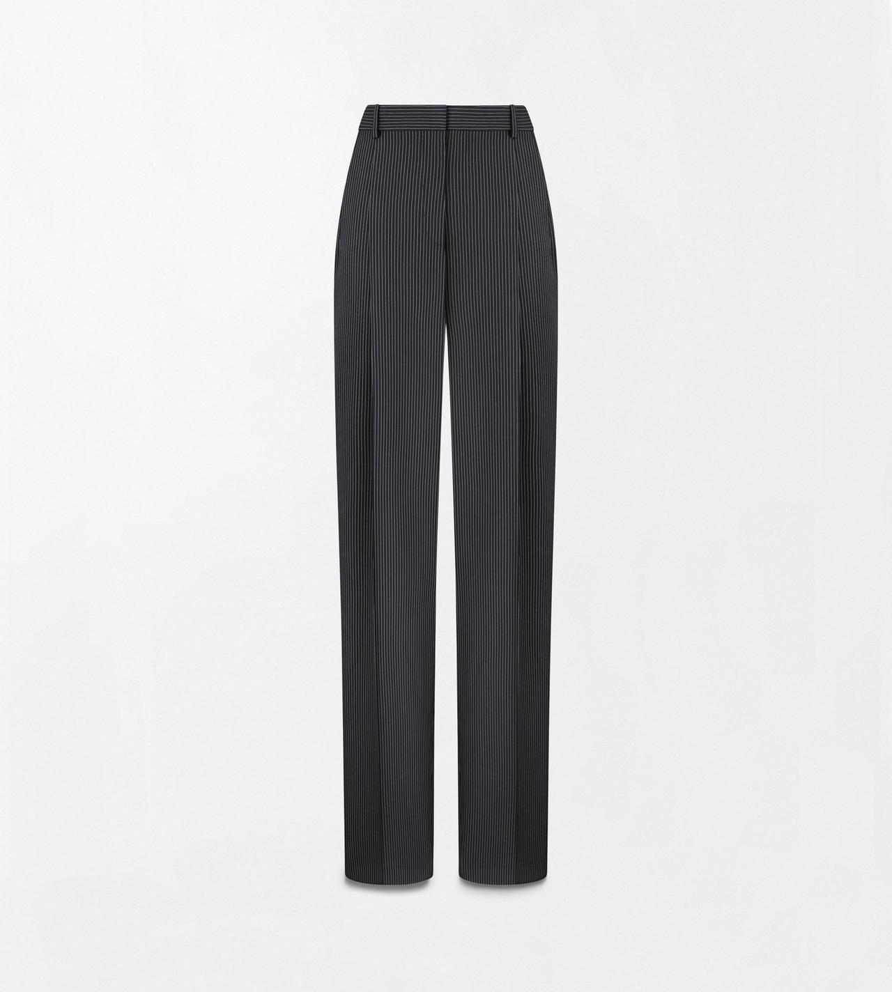 TOM FORD WOOL BLEND BLACK ANTHRACITE MICRO CHALK STRIPE WOOL BLEND TAILORED WIDE LEG PLEATED STRAIGHT PANTS