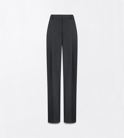 TOM FORD WOOL BLEND BLACK ANTHRACITE MICRO CHALK STRIPE WOOL BLEND TAILORED WIDE LEG PLEATED STRAIGHT PANTS