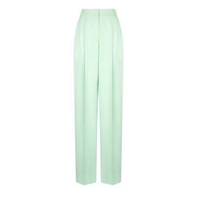 TOM FORD SILK PALE MINT HEAVY SILK TWILL HIGH-WAIST TAILORED WIDE LEG PLEATED STRAIGHT PANTS