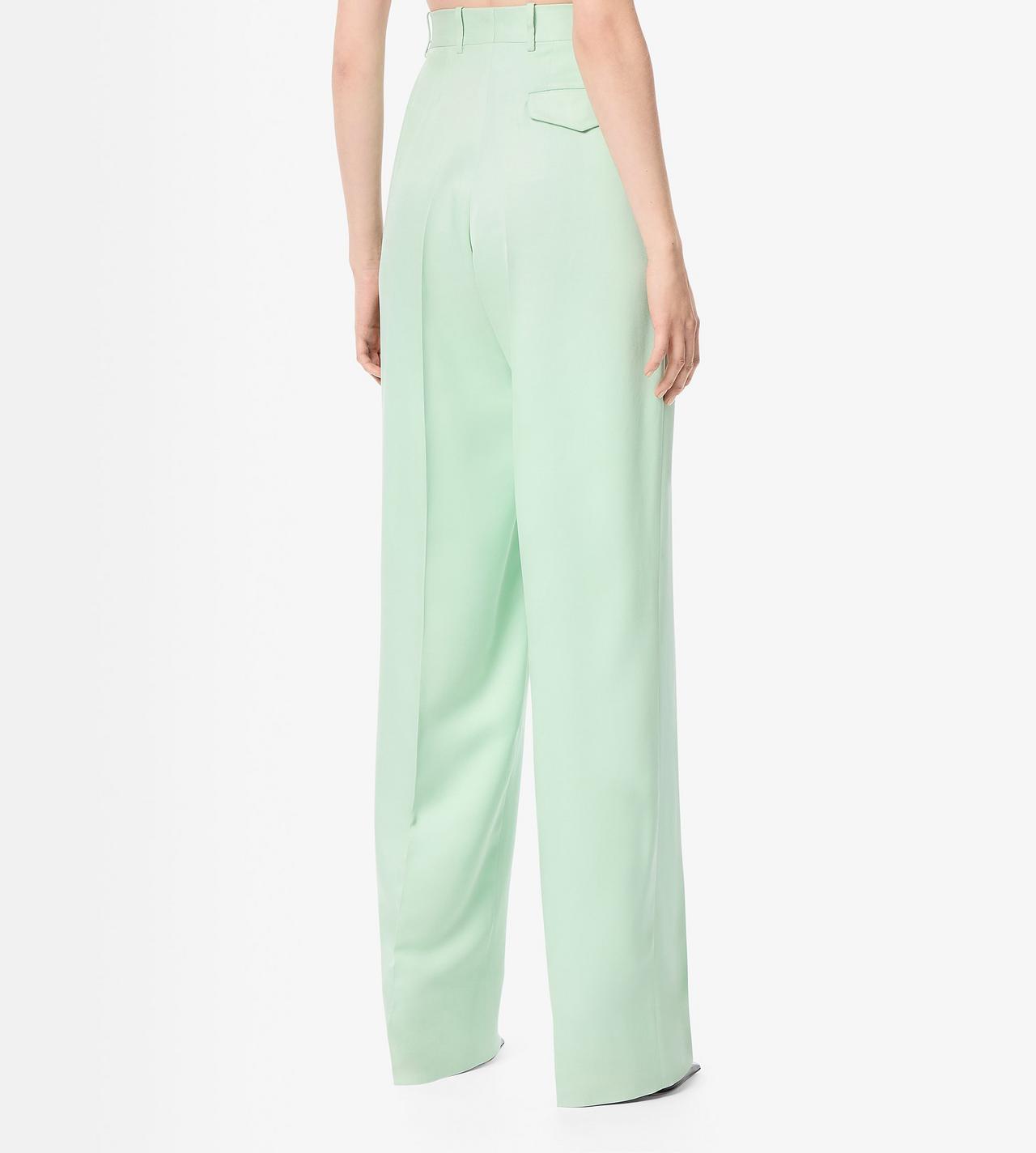 TOM FORD SILK PALE MINT HEAVY SILK TWILL HIGH-WAIST TAILORED WIDE LEG PLEATED STRAIGHT PANTS