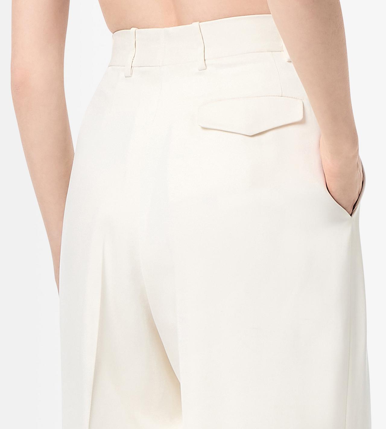 TOM FORD SILK OFF WHITE HEAVY SILK TWILL HIGH-WAIST TAILORED WIDE LEG PLEATED STRAIGHT PANTS