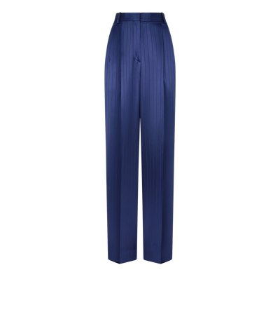 STRIPED HIGH-WAIST TAILORED WIDE LEG PLEATED STRAIGHT PANTS image number 0