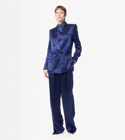 STRIPED HIGH-WAIST TAILORED WIDE LEG PLEATED STRAIGHT PANTS image number 2